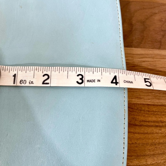 Vtg Clutchette Sleek Structured  Clutch Minimalist Robins Egg Blue Modern Preppy - Picture 14 of 15